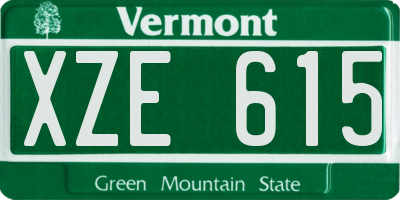 VT license plate XZE615