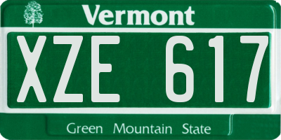 VT license plate XZE617