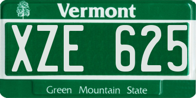 VT license plate XZE625
