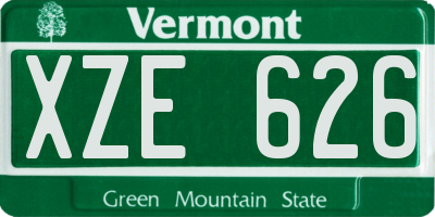 VT license plate XZE626