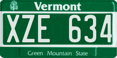 VT license plate XZE634