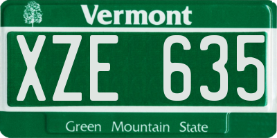 VT license plate XZE635