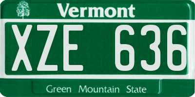 VT license plate XZE636