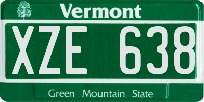 VT license plate XZE638