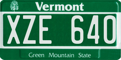 VT license plate XZE640