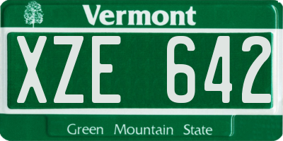 VT license plate XZE642