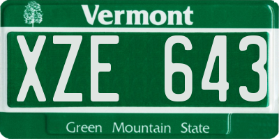 VT license plate XZE643