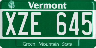 VT license plate XZE645