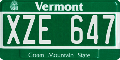 VT license plate XZE647