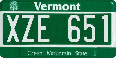 VT license plate XZE651