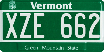 VT license plate XZE662