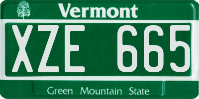 VT license plate XZE665