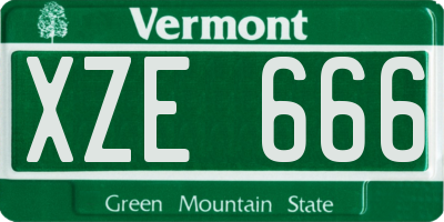 VT license plate XZE666