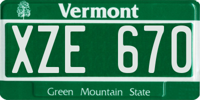 VT license plate XZE670