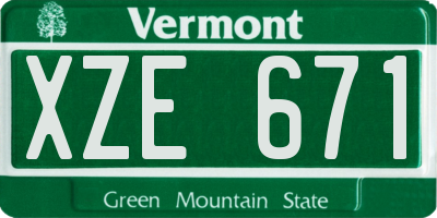 VT license plate XZE671
