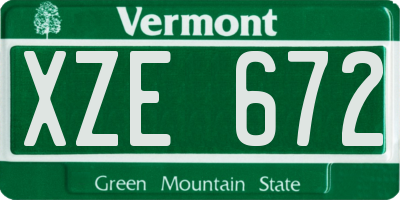 VT license plate XZE672