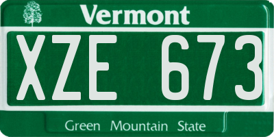 VT license plate XZE673