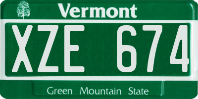 VT license plate XZE674