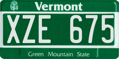 VT license plate XZE675