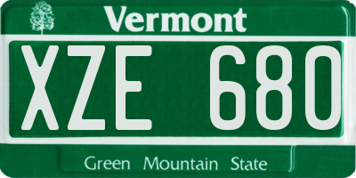 VT license plate XZE680