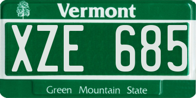 VT license plate XZE685