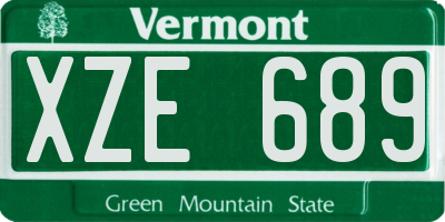 VT license plate XZE689