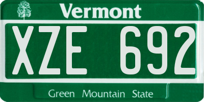 VT license plate XZE692