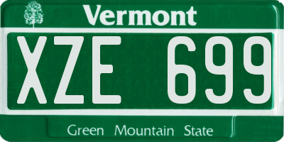 VT license plate XZE699