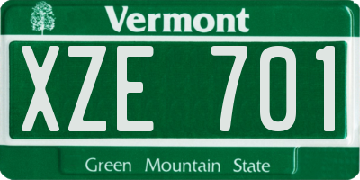 VT license plate XZE701