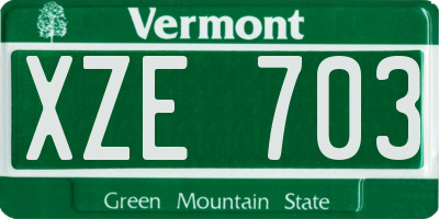 VT license plate XZE703