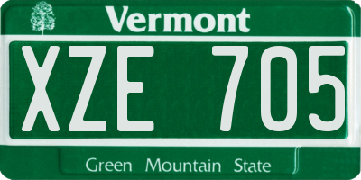 VT license plate XZE705