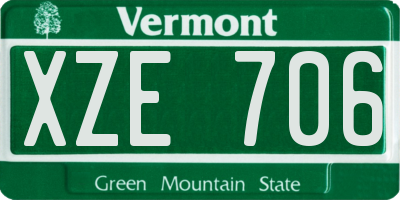 VT license plate XZE706