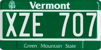 VT license plate XZE707