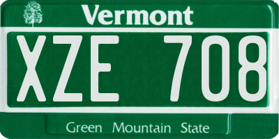 VT license plate XZE708