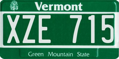 VT license plate XZE715