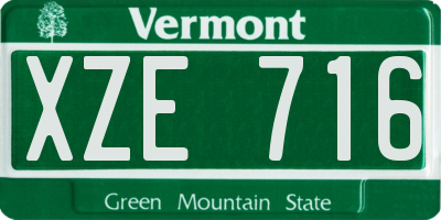 VT license plate XZE716