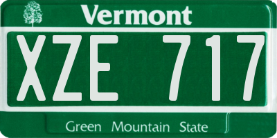 VT license plate XZE717