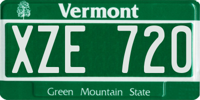 VT license plate XZE720