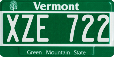 VT license plate XZE722