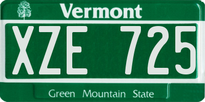 VT license plate XZE725