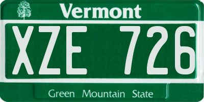 VT license plate XZE726