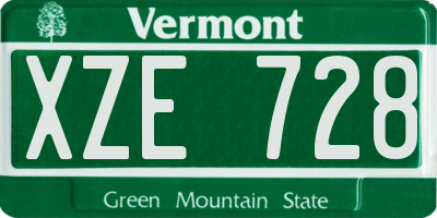 VT license plate XZE728