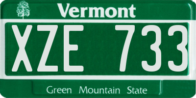 VT license plate XZE733