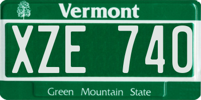 VT license plate XZE740