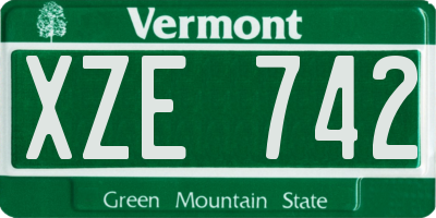 VT license plate XZE742