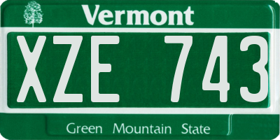 VT license plate XZE743