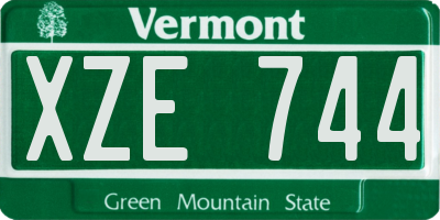 VT license plate XZE744