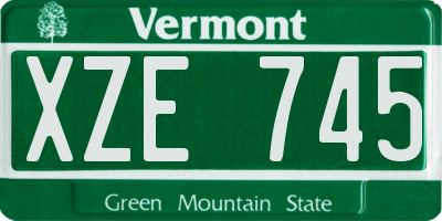 VT license plate XZE745