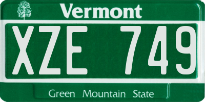 VT license plate XZE749
