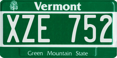 VT license plate XZE752